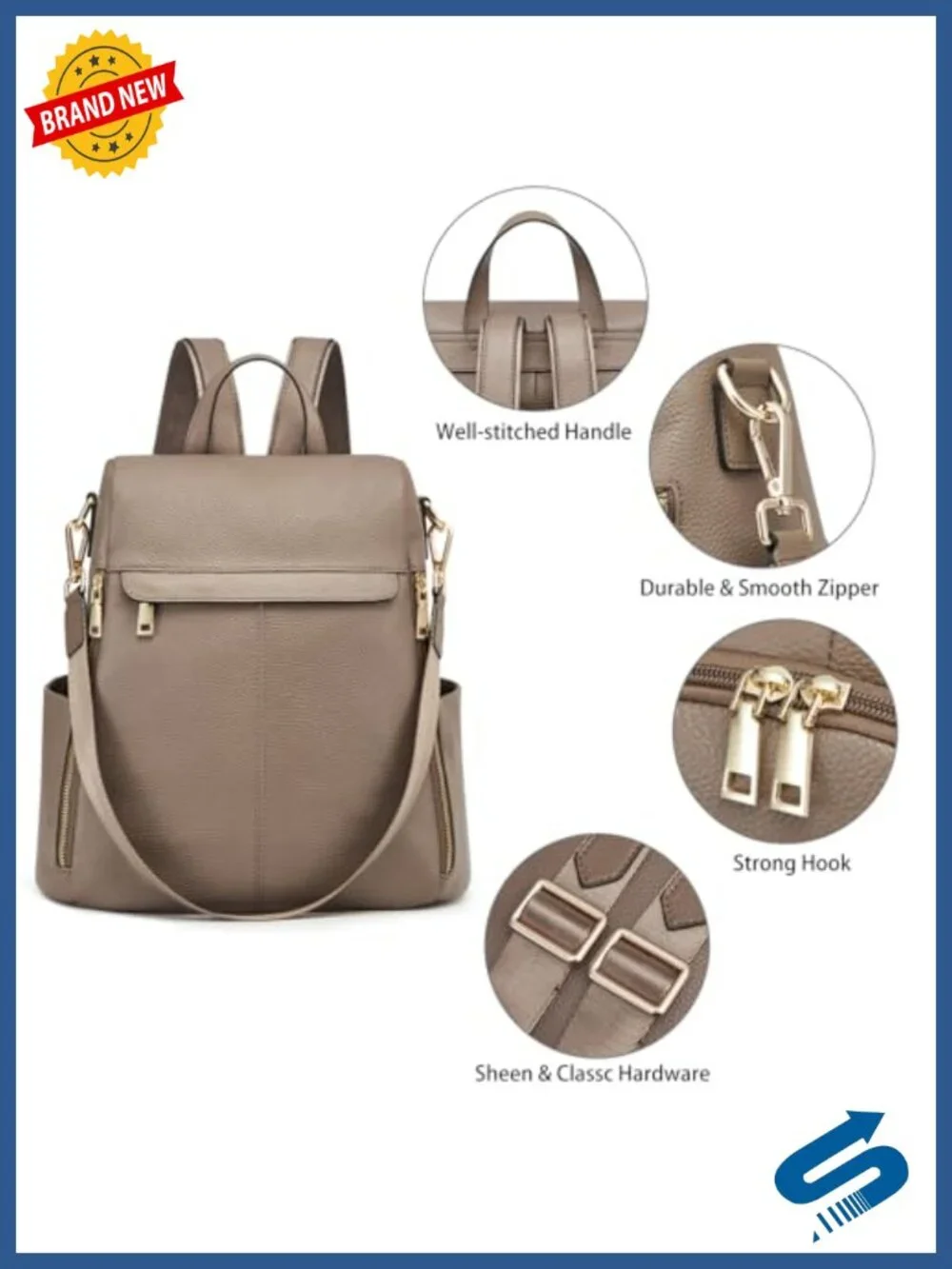 Genuine Leather Anti-Theft Backpack Purse Satchel Shoulder Bag